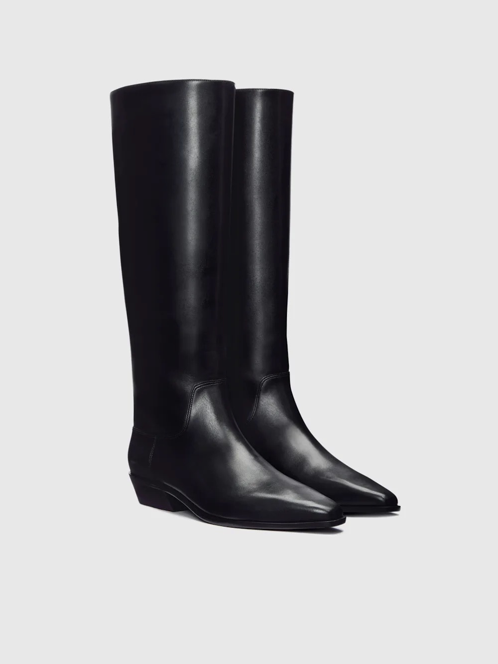 Reformation Black Over-The-Knee Leather Boots